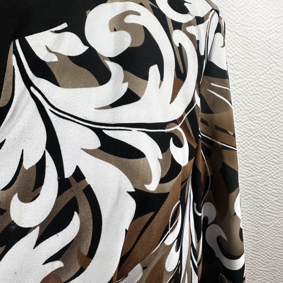 Dress Barn Black Brown White Jacket Blazer Top Open Front Abstract Floral - Picture 3 of 8